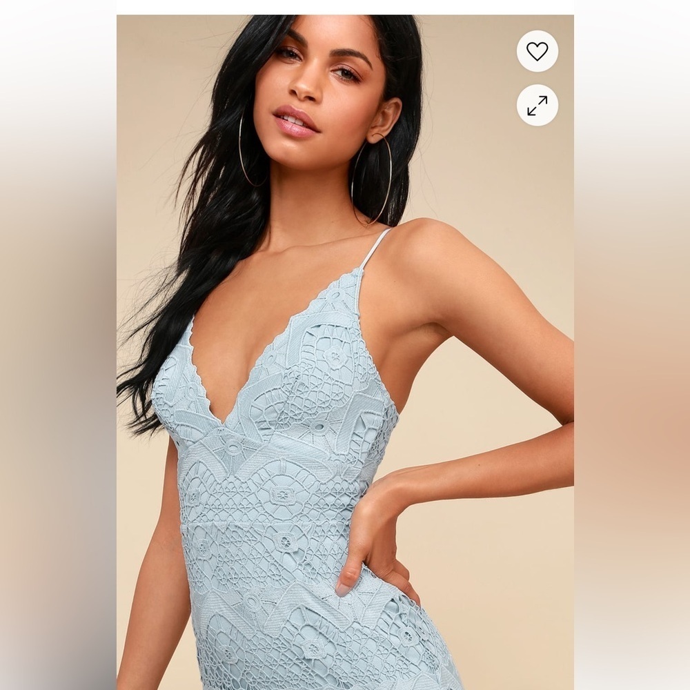 Lulus Lace crochet baby Blue Dress NWT - Picture 3 of 5